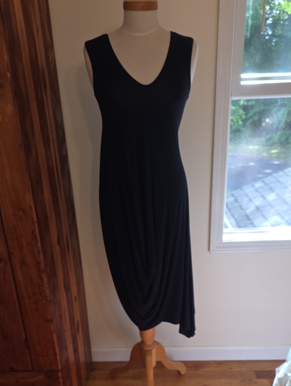 RARE Zero + Maria Arnejo Midnight Navy Drapey Maxi Dress Sz Small